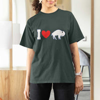Vintage Buffalo T Shirt For Women American I Love Bison - Wonder Print Shop