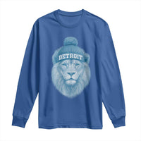 Detroit Football Long Sleeve Shirt Retro Lions Mascot Sport Fan - Wonder Print Shop