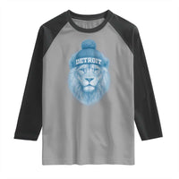 Detroit Football Raglan Shirt Retro Lions Mascot Sport Fan - Wonder Print Shop