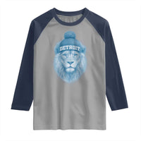 Detroit Football Raglan Shirt Retro Lions Mascot Sport Fan - Wonder Print Shop