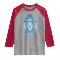 Detroit Football Raglan Shirt Retro Lions Mascot Sport Fan - Wonder Print Shop