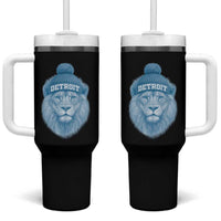 Detroit Football Tumbler With Handle Retro Lions Mascot Sport Fan - Wonder Print Shop