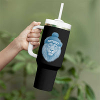Detroit Football Tumbler With Handle Retro Lions Mascot Sport Fan - Wonder Print Shop