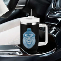 Detroit Football Tumbler With Handle Retro Lions Mascot Sport Fan - Wonder Print Shop