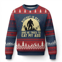 Funny Bigfoot Ugly Christmas Sweater Sasquatch Big Foot Eat My Ass Vintage Cryptid Meme - Wonder Print Shop