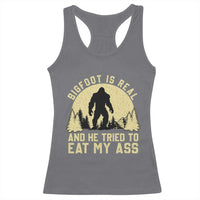 Funny Bigfoot Racerback Tank Top Sasquatch Big Foot Eat My Ass Vintage Cryptid Meme - Wonder Print Shop