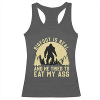 Funny Bigfoot Racerback Tank Top Sasquatch Big Foot Eat My Ass Vintage Cryptid Meme - Wonder Print Shop