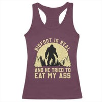 Funny Bigfoot Racerback Tank Top Sasquatch Big Foot Eat My Ass Vintage Cryptid Meme - Wonder Print Shop
