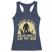 Funny Bigfoot Racerback Tank Top Sasquatch Big Foot Eat My Ass Vintage Cryptid Meme - Wonder Print Shop