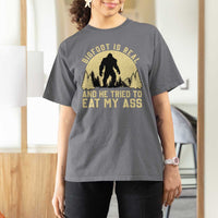 Funny Bigfoot T Shirt For Women Sasquatch Big Foot Eat My Ass Vintage Cryptid Meme - Wonder Print Shop