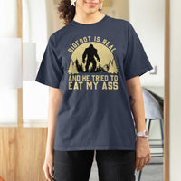 Funny Bigfoot T Shirt For Women Sasquatch Big Foot Eat My Ass Vintage Cryptid Meme - Wonder Print Shop