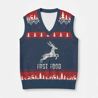 Deer Hunting Season V-Neck Knit Sweater Vest Funny Fast Food - Wonder Print Shop