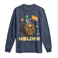 St Patricks Day Bitcoin Astronaut Long Sleeve Shirt Lucky Shamrock Leprechaun BTC Crypto To The Moon