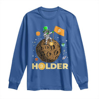 St Patricks Day Bitcoin Astronaut Long Sleeve Shirt Lucky Shamrock Leprechaun BTC Crypto To The Moon