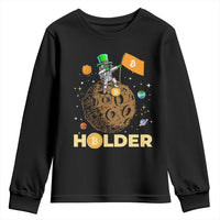 St Patricks Day Bitcoin Astronaut Youth Sweatshirt Lucky Shamrock Leprechaun BTC Crypto To The Moon