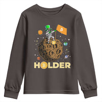 St Patricks Day Bitcoin Astronaut Youth Sweatshirt Lucky Shamrock Leprechaun BTC Crypto To The Moon