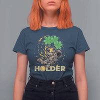 St Patricks Day Bitcoin Astronaut T Shirt For Women Lucky Shamrock Leprechaun BTC Crypto Holder