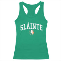 St Patricks Day Racerback Tank Top Retro Slainte Shamrock Lucky Irish Day Gift