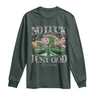 Vintage Christian Long Sleeve Shirt Retro No Luck Just God Funny St Patricks Day
