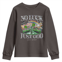 Vintage Christian Youth Sweatshirt Retro No Luck Just God Funny St Patricks Day