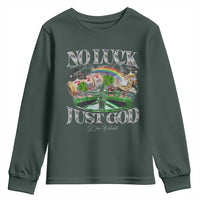 Vintage Christian Youth Sweatshirt Retro No Luck Just God Funny St Patricks Day