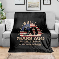 Funny 50th Birthday Throw Blanket Vintage US Flag Built 50 Years Ago Parts Original