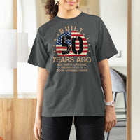 Funny 50th Birthday T Shirt For Women Vintage US Flag Built 50 Years Ago Parts Original