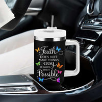 Christian Jesus Tumbler With Handle Butterfly Art Bible Verse Printed Faith Blessed Inspirational Girl