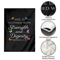 Christian Jesus Garden Flag Strength Dignity Encouraging Bible Verse Proverb Butterfly Art