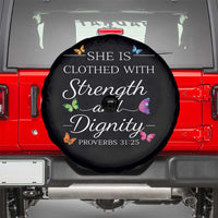 Christian Jesus Spare Tire Cover Strength Dignity Encouraging Bible Verse Proverb Butterfly Art