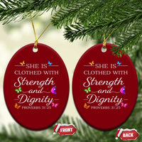 Christian Jesus Ceramic Ornament Strength Dignity Encouraging Bible Verse Proverb Butterfly Art