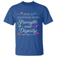 Christian Jesus T Shirt Strength Dignity Encouraging Bible Verse Proverb Butterfly Art