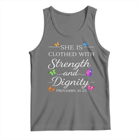 Christian Jesus Tank Top Strength Dignity Encouraging Bible Verse Proverb Butterfly Art