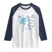 Christian Jesus Raglan Shirt The Lord Bless You Encouraging Bible Verse Butterfly Art