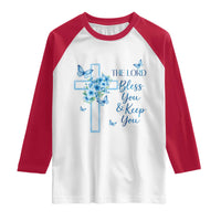 Christian Jesus Raglan Shirt The Lord Bless You Encouraging Bible Verse Butterfly Art