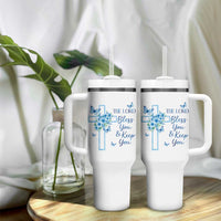 Christian Jesus Tumbler With Handle The Lord Bless You Encouraging Bible Verse Butterfly Art