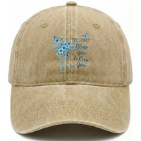 Christian Jesus Washed Cotton Baseball Cap The Lord Bless You Encouraging Bible Verse Butterfly Art
