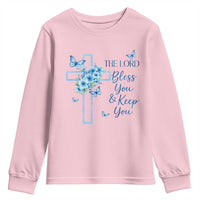 Christian Jesus Youth Sweatshirt The Lord Bless You Encouraging Bible Verse Butterfly Art
