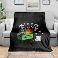 Last Day of School Throw Blanket Funny Raccoon Dumpster Fire Made It To May Teacher