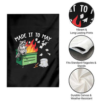 Last Day of School Garden Flag Funny Raccoon Dumpster Fire Made It To May Teacher