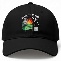 Last Day of School Baseball Cap Funny Raccoon Dumpster Fire Made It To May Teacher