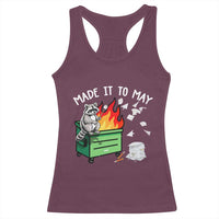 Last Day of School Racerback Tank Top Funny Raccoon Dumpster Fire Made It To May Teacher