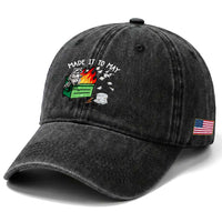 Last Day of School Washed Cotton Baseball Cap Funny Raccoon Dumpster Fire Made It To May Teacher