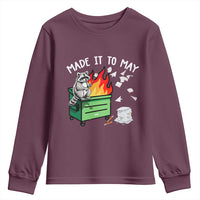 Last Day of School Youth Sweatshirt Funny Raccoon Dumpster Fire Made It To May Teacher
