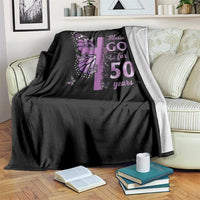 50th Birthday Gifts For Her Throw Blanket Blessed By God For 50 Years Christian Butterfly Cross