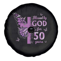50th Birthday Gifts For Her Spare Tire Cover Blessed By God For 50 Years Christian Butterfly Cross