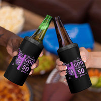 50th Birthday Gifts For Her 4 in 1 Can Cooler Tumbler Blessed By God For 50 Years Christian Butterfly Cross