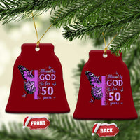 50th Birthday Gifts For Her Ceramic Ornament Blessed By God For 50 Years Christian Butterfly Cross
