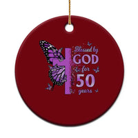 50th Birthday Gifts For Her Ceramic Ornament Blessed By God For 50 Years Christian Butterfly Cross