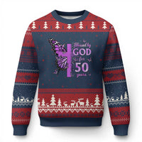 50th Birthday Gifts For Her Ugly Christmas Sweater Blessed By God For 50 Years Christian Butterfly Cross